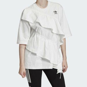 Adidas Originals Women's J KOO White Ruffles Tee Shirt FT9876